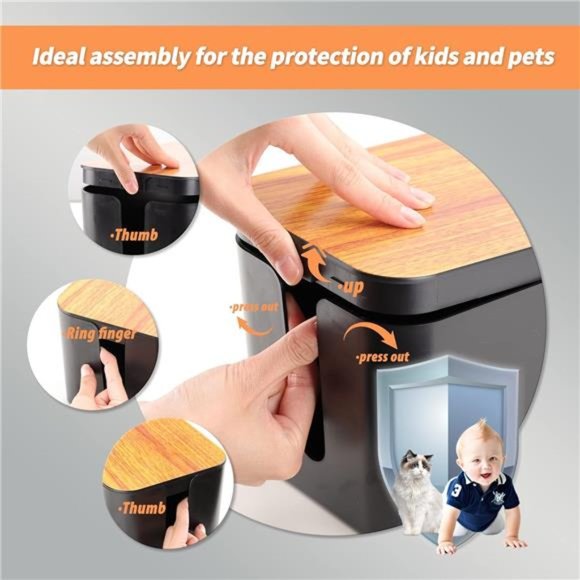 Cable Management Box 3Pack with 16 Cable Clips Set-Large & Medium & Small Wooden - Picture 5 of 7